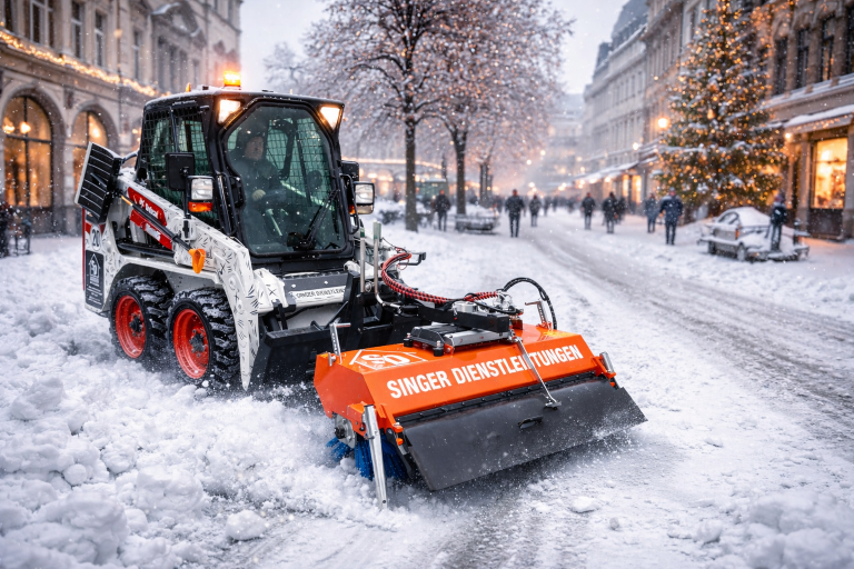 Maschiene mit Schneebesen und Streugutbehätler